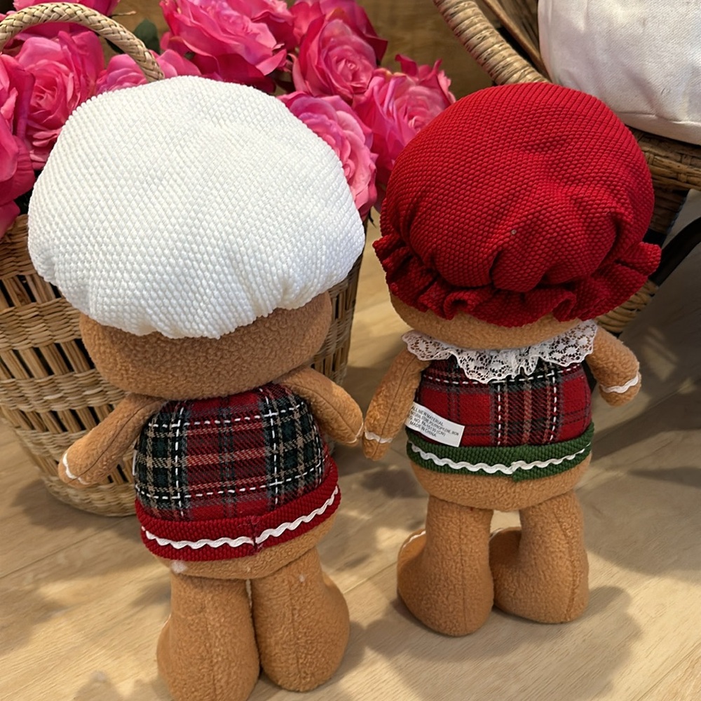 Christmas Holiday Plaid Gingerbread man girl boy doll greeter standing - Picture 13 of 16